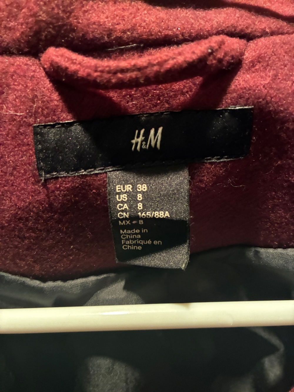 H&M Wine Red Double-Breasted Pea Coat - Picture 3 of 6